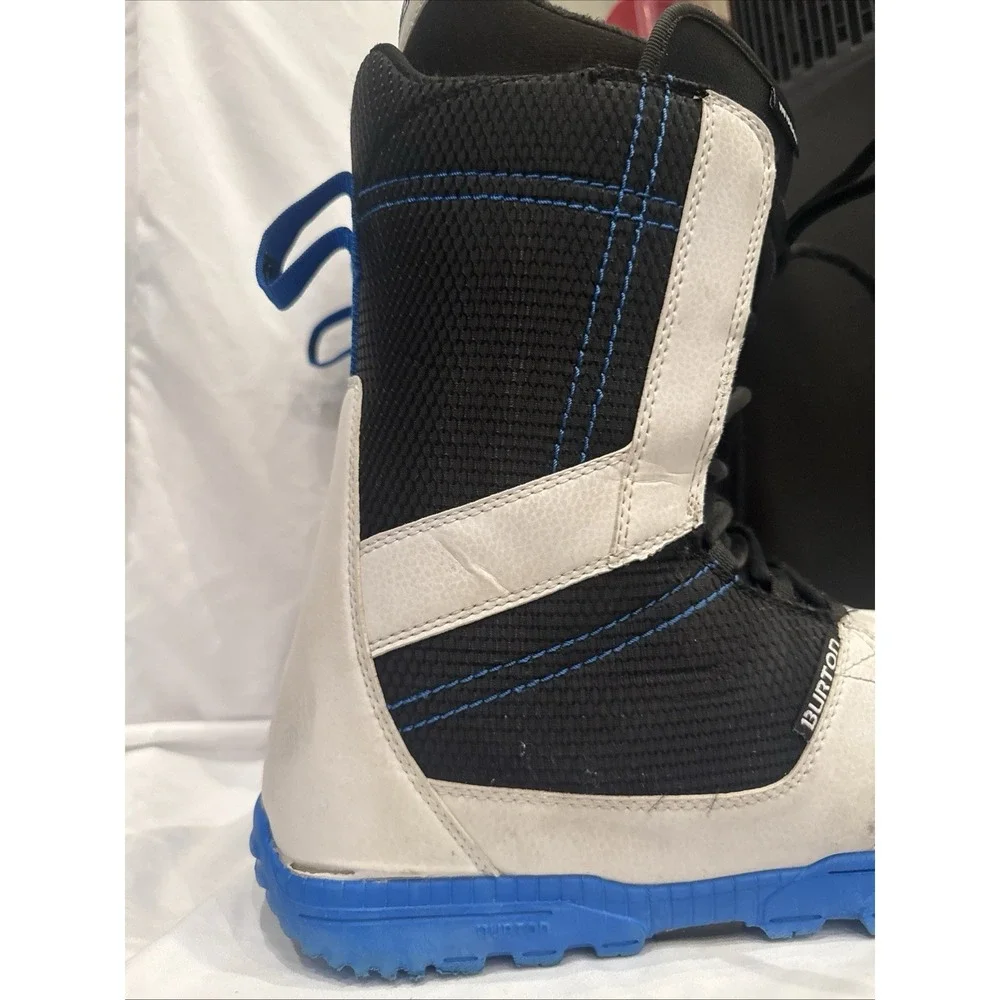 Burton Invader Snowboard Boots Men's Size 12 White Blue Lace Up Soft Flex